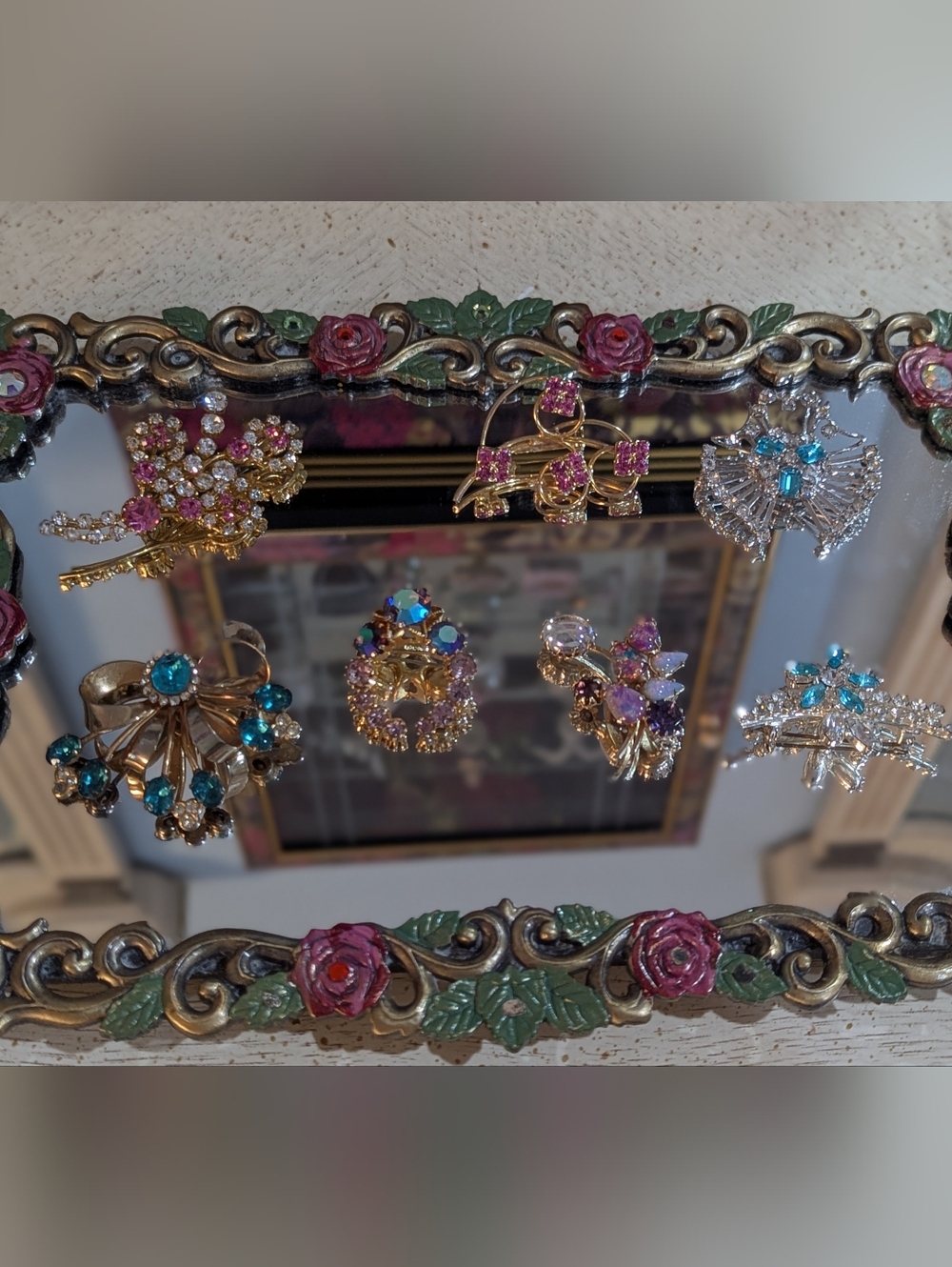 Vintage Crystal Flower Brooch Collection - Turquoise & Pink Accents